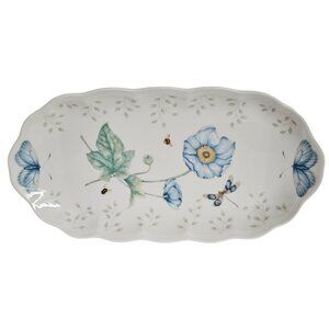 Lenox Butterfly Meadow Blue Towel Tray 12 5/8" x 6.5" Floral Butterflies Bees
